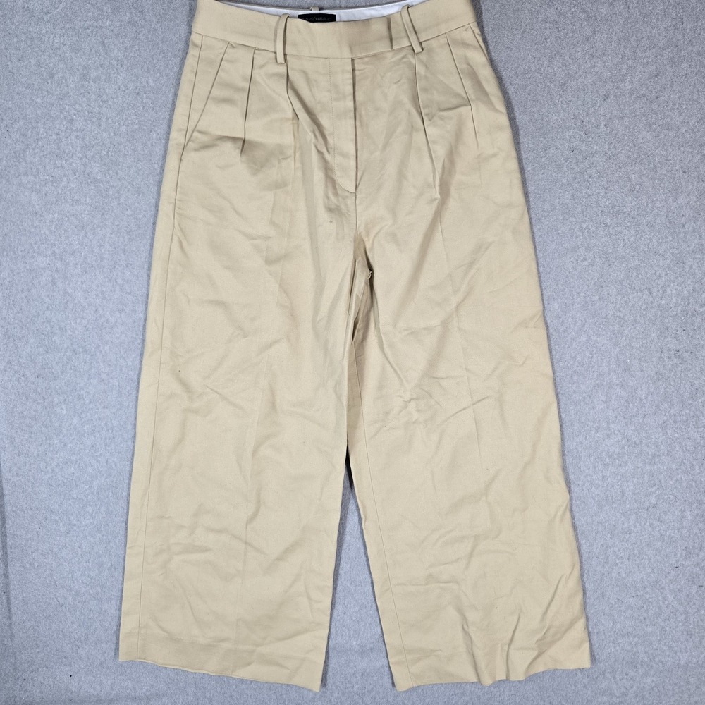 Banana Republic Women Pants 10 PETITE Beige Dress Pleated Wide 28" Inseam NWT